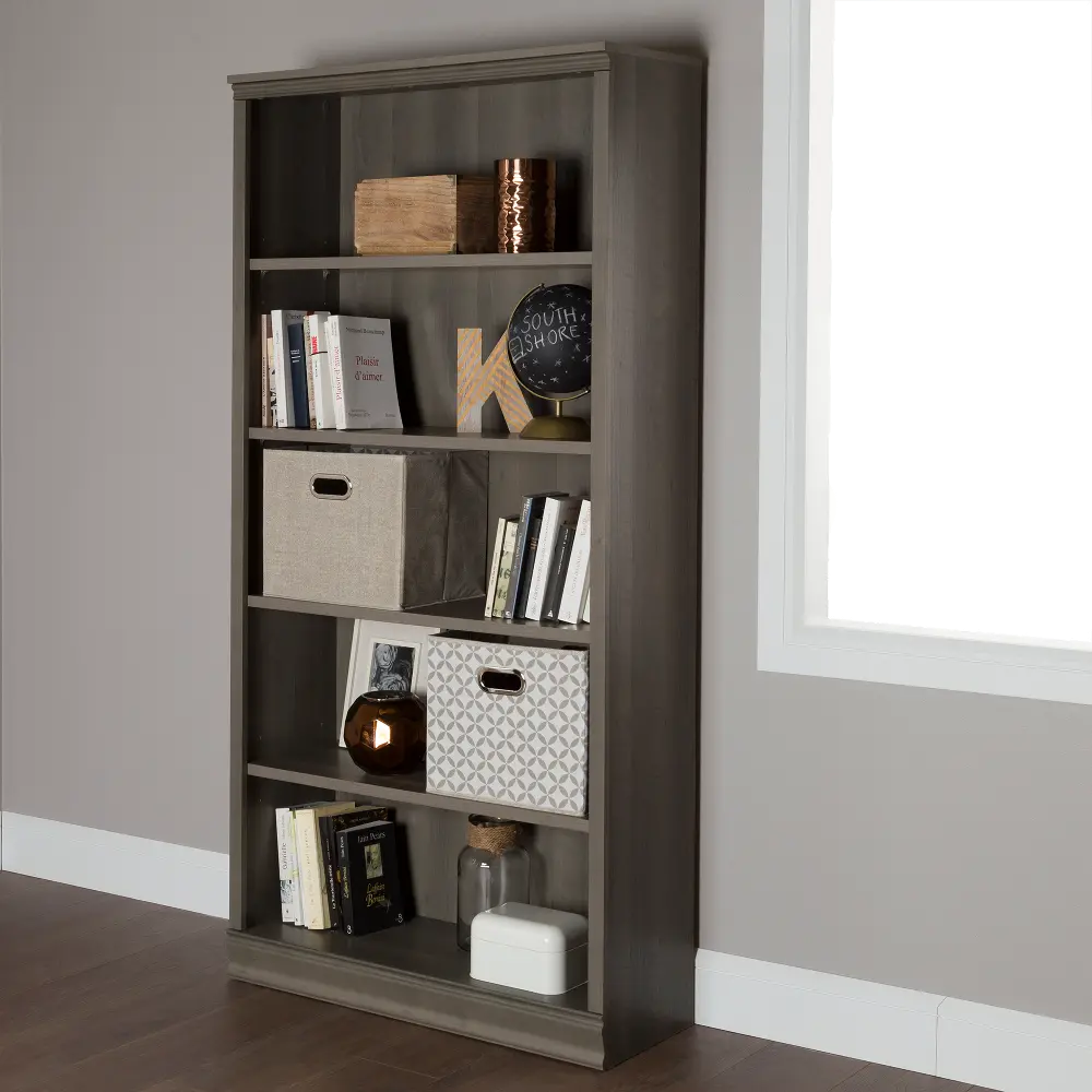 10154 Gray Maple 5-Shelf Bookcase - Morgan-1