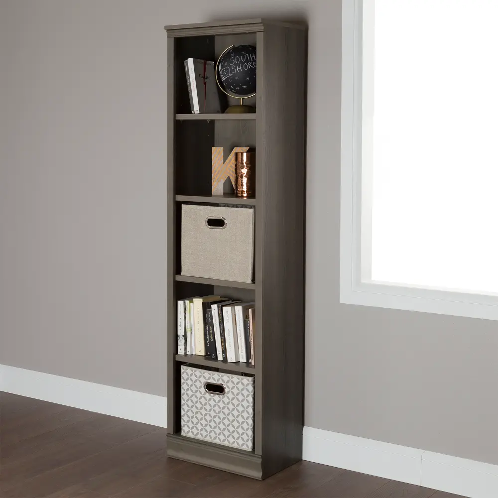 10151 Gray Maple Narrow 5-Shelf Bookcase - Morgan-1