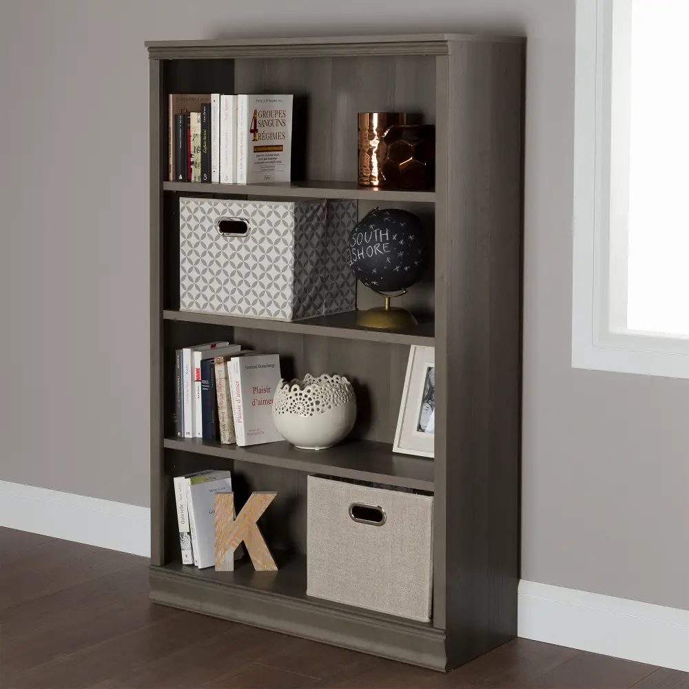 10153 Gray Maple 4-Shelf Bookcase - Morgan-1
