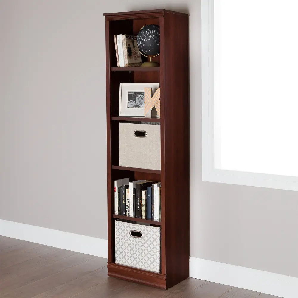 10147 Royal Cherry Narrow 5-Shelf Bookcase - Morgan-1