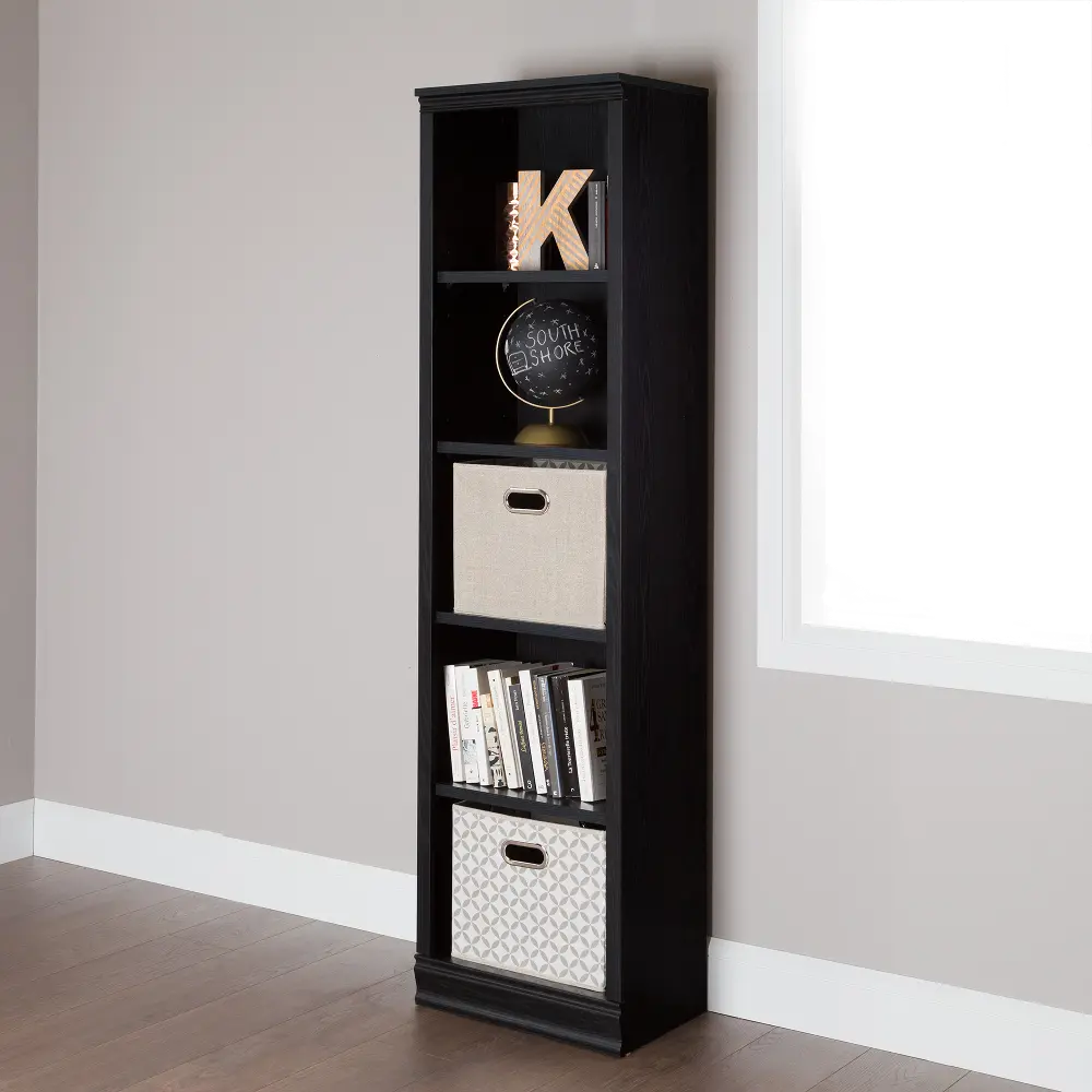 10139 Black Oak Narrow 5-Shelf Bookcase - Morgan -1