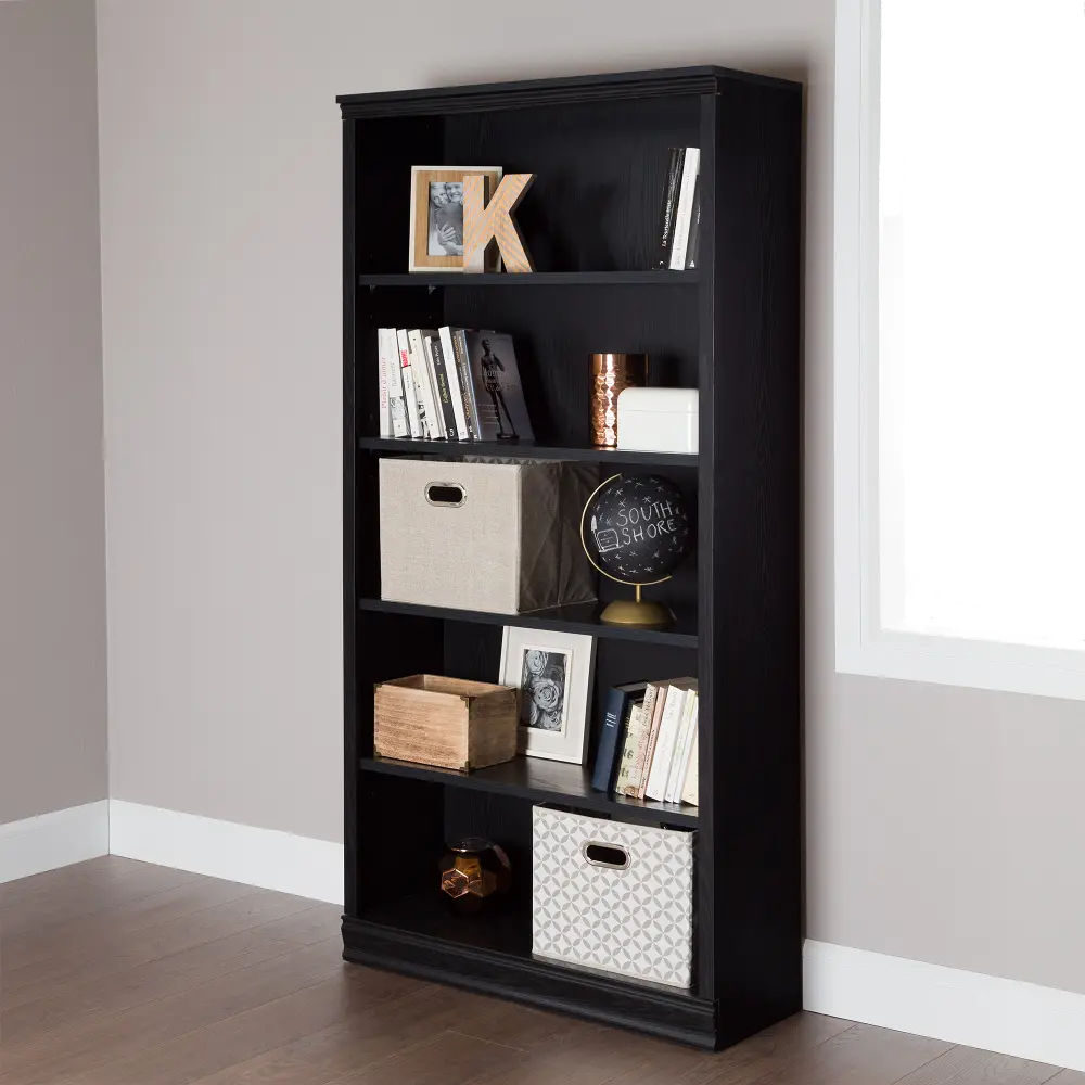 10142 Black Oak 5-Shelf Bookcase - Morgan -1