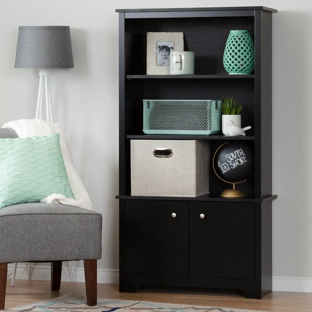 10331 Black 3-Shelf Storage Bookcase - Vito -1