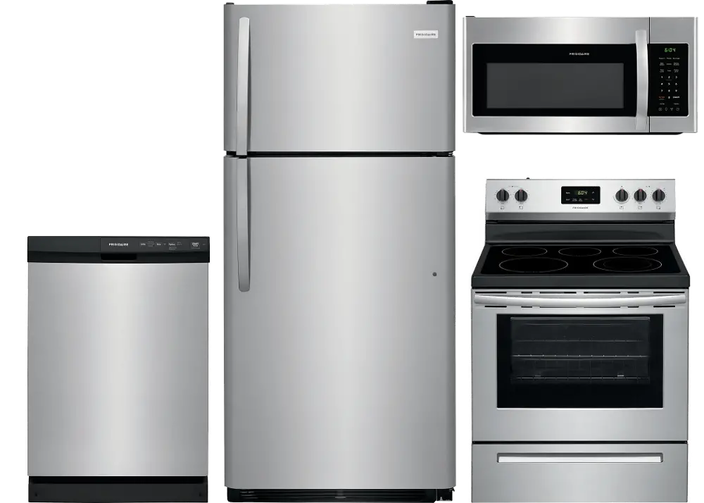 SS-4PC-ELE-PACKAGE Frigidaire 4 Piece Electric Kitchen Appliance Package with 18 Cu. Ft. Refrigerator - Stainless Steel-1
