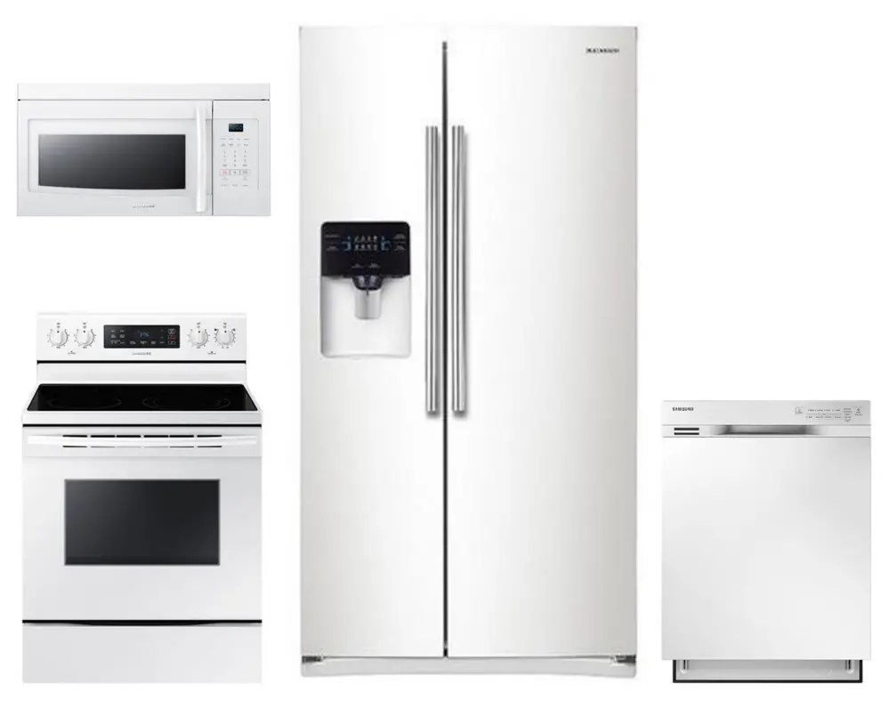 KIT Samsung 4 Piece Kitchen Appliance Package with Electric Range - White-1