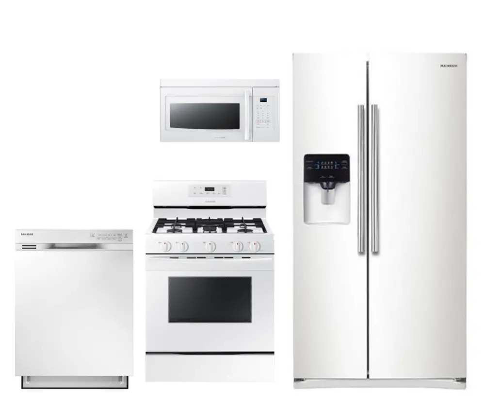 KIT Samsung 4 Piece Kitchen Appliance Package with Gas Range - White-1