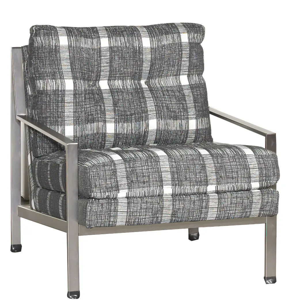 134-57 Pewter Gray & White Checkered Accent Chair - Carlin -1