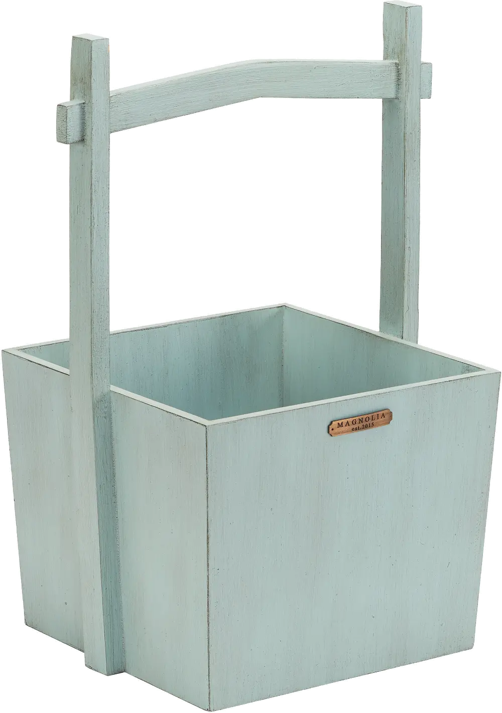 Magnolia Home Furniture Distressed Blue Wishing Well Basket-1