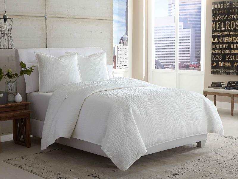 Ashworth King White Bedding Collection, King Bedspread On Queen Bed