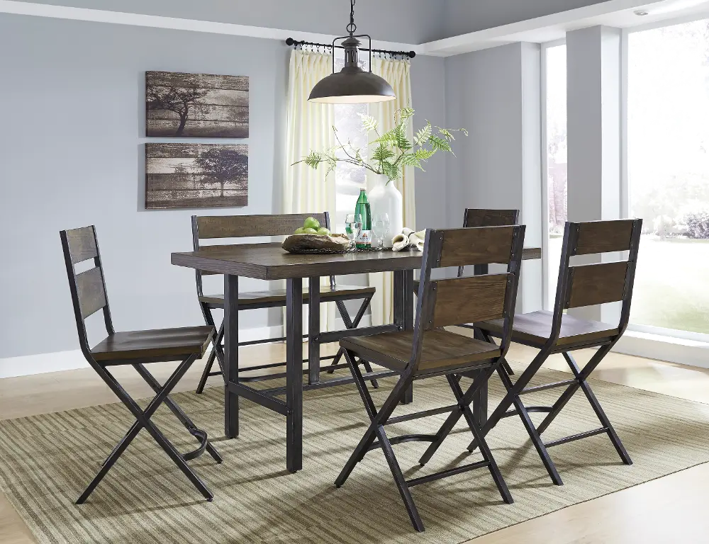 Kavara Reclaimed Wood and Metal 6 Piece Counter Height Dining Set-1