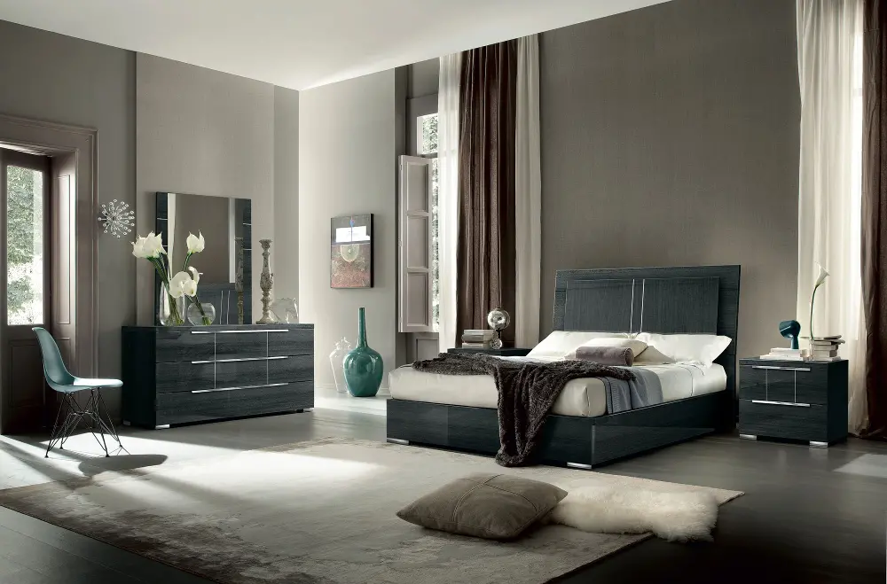 Dark Gray Modern 4 Piece King Bedroom Set - Versilia-1