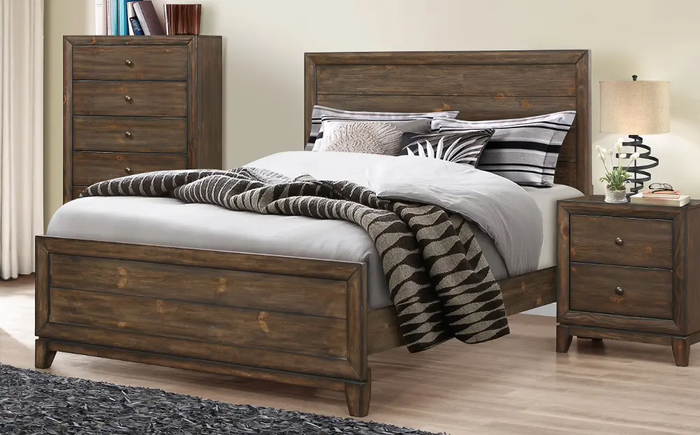Antique Pine Rustic Contemporary Twin Bed - Arielle -1