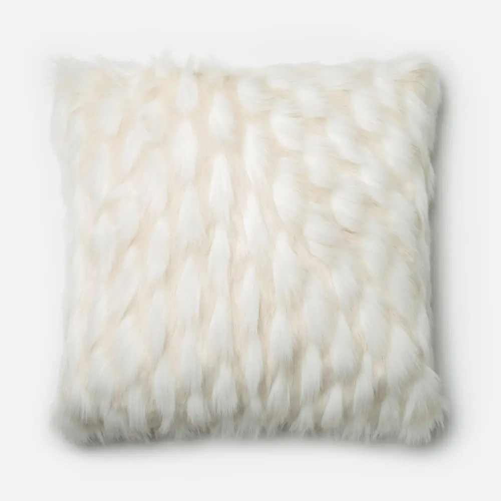 P0265 22 Inch White Fur Throw Pillow-1