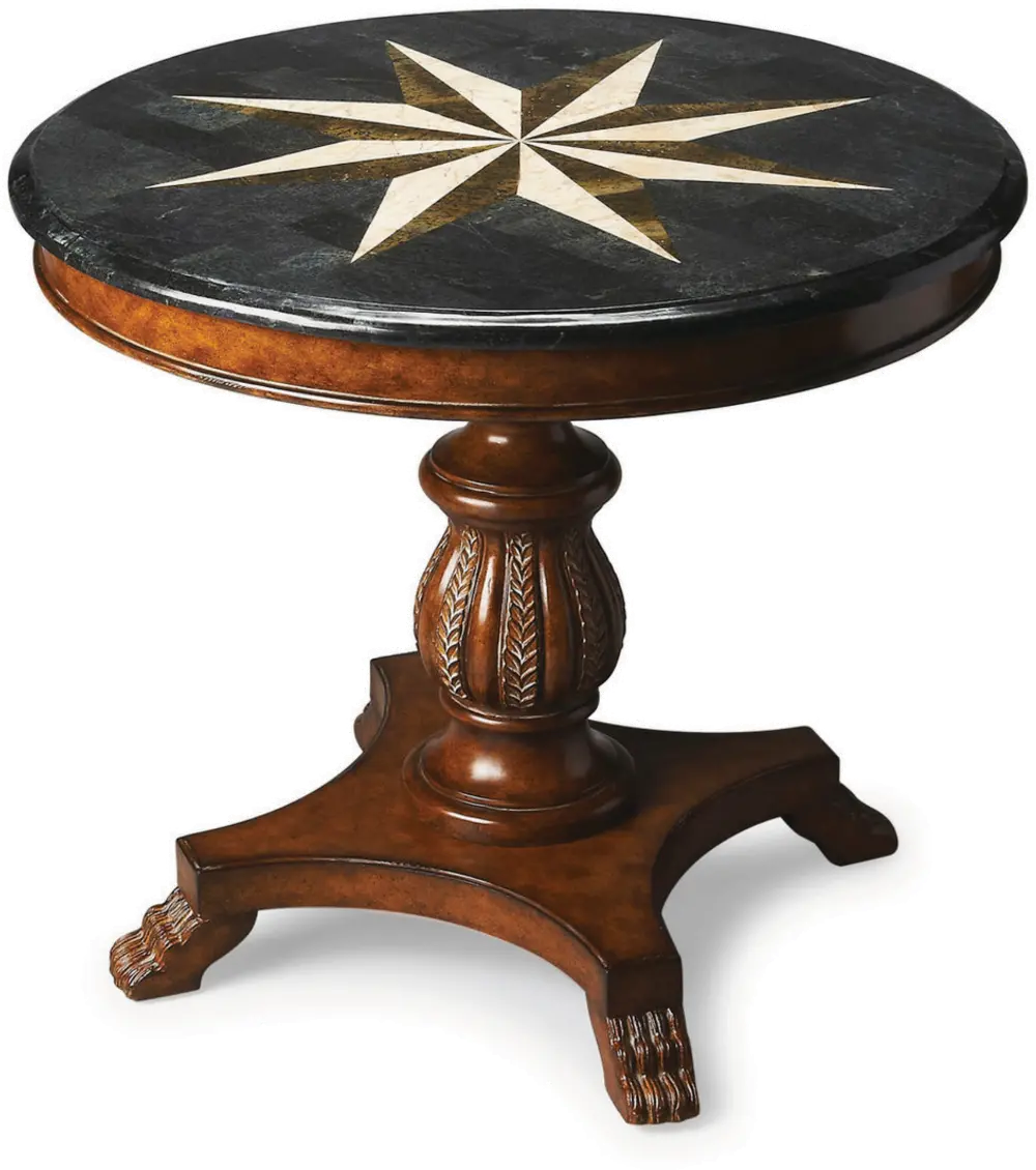 Brown Cherry Round Accent Hall Table-1
