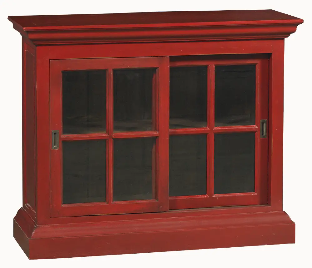 Deep Red Distressed Short English Bookcase-1