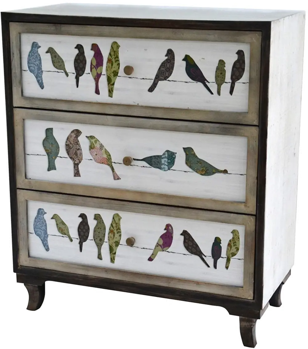 Painted 3 Drawer Bird on a Wire Chest-1