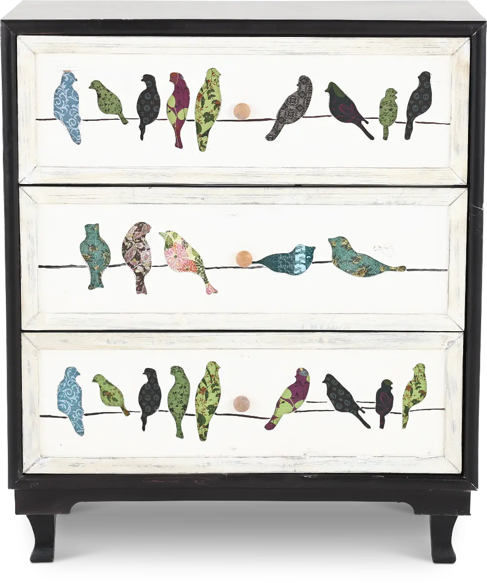 Painted 3 Drawer Bird on a Wire Chest-1