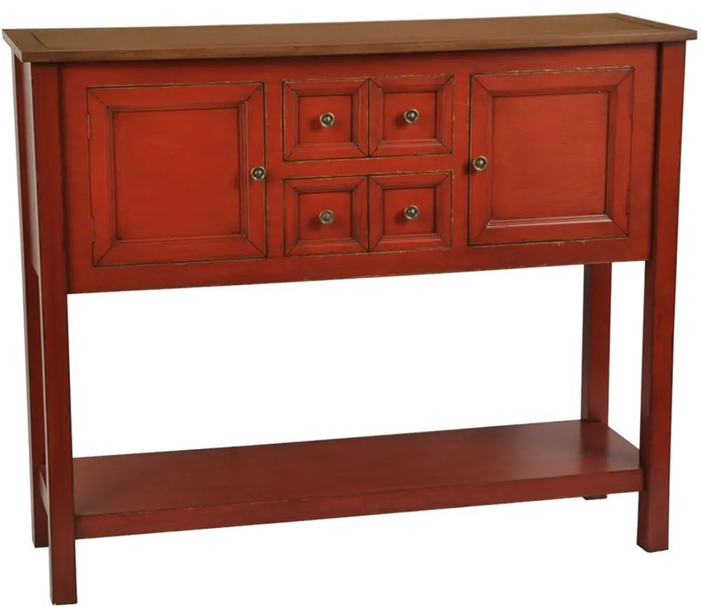 Persimmon 2 Door 2 Drawer Cupboard Chest with Open Shelf-1