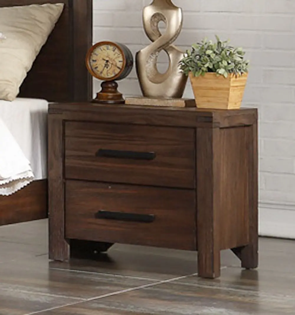 Rustic Contemporary Chocolate Brown Nightstand - Dillon-1