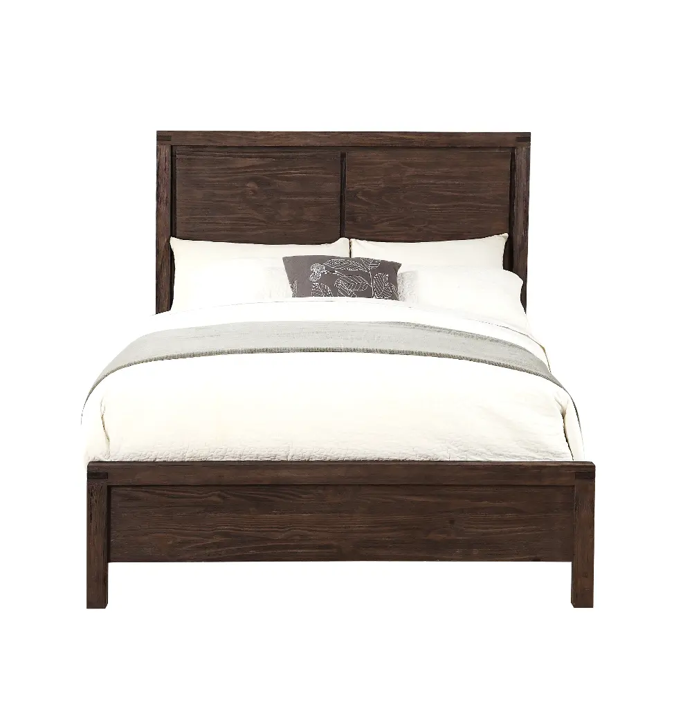 Rustic Contemporary Chocolate Brown Queen Bed - Dillon-1