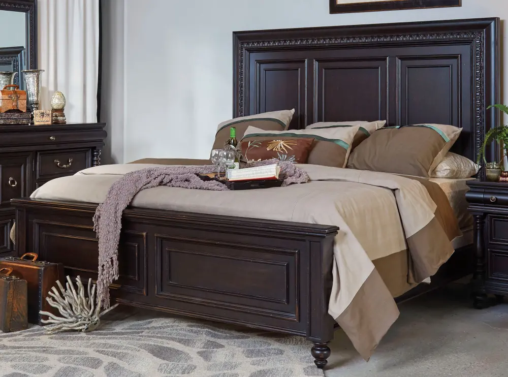 Cabernet Black Traditional Queen Bed - Meritage-1