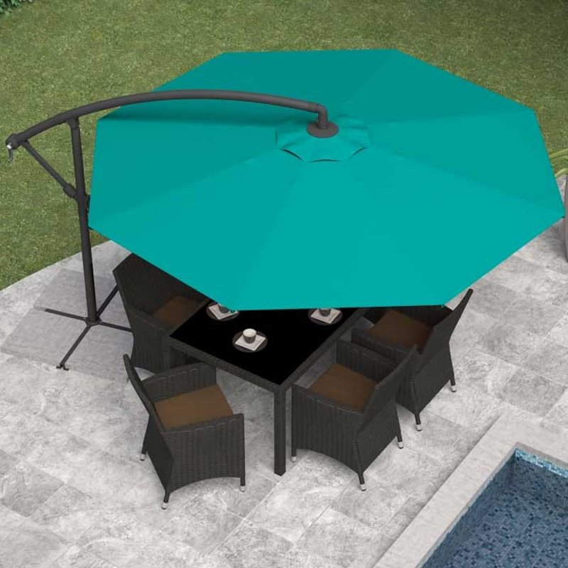 Turquoise Blue Offset Patio Umbrella, Turquoise Umbrella Patio Furniture