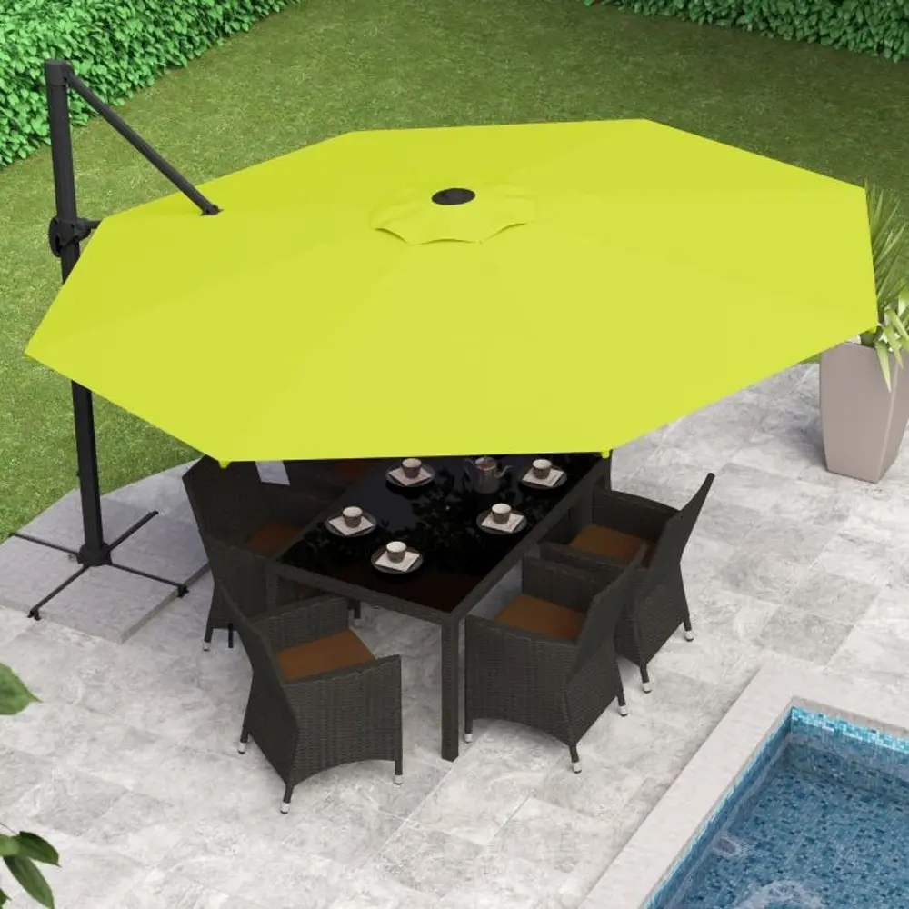 Lime Green Deluxe Offset Patio Umbrella-1
