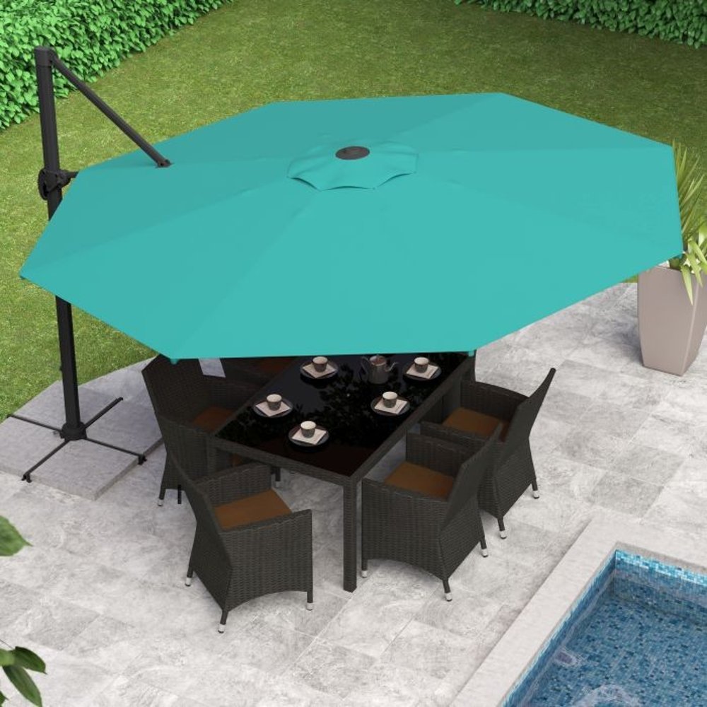 Turquoise Blue Deluxe Offset Patio Umbrella