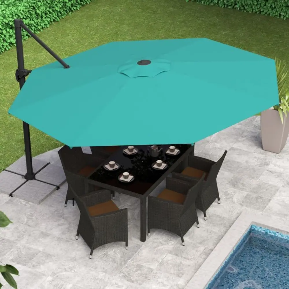 Turquoise Blue Deluxe Offset Patio Umbrella-1