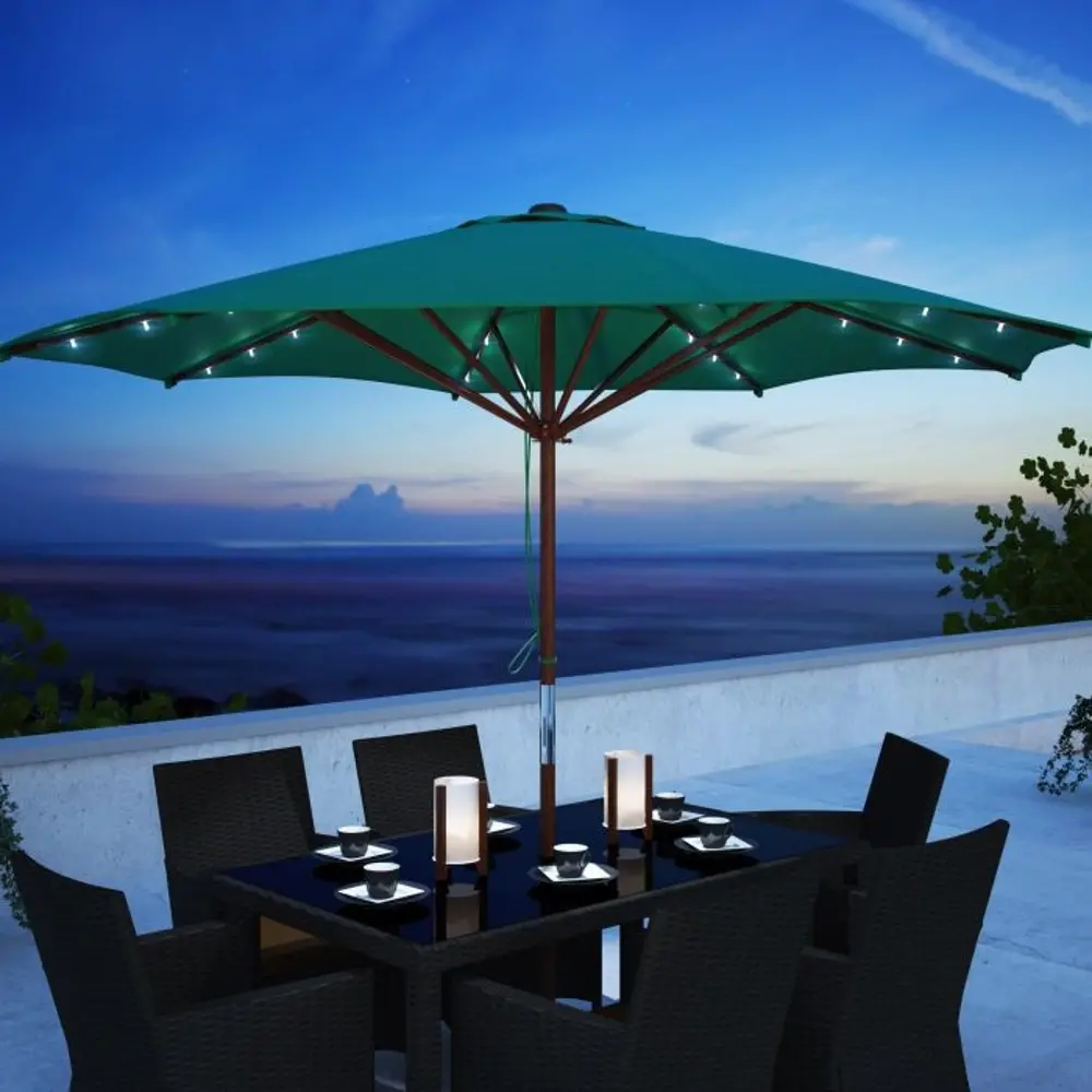 CorLiving Green Patio Umbrella With LED Lights-1