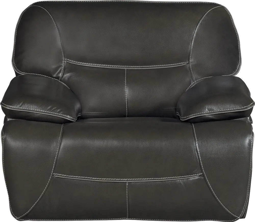 Steel Gray Leather-Match Power Glider Recliner - Max-1