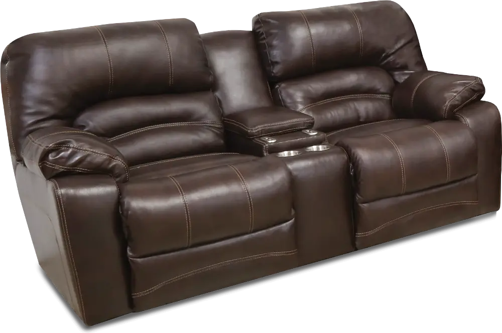 Chocolate Brown Leather-Match Power Reclining Loveseat - Legacy-1