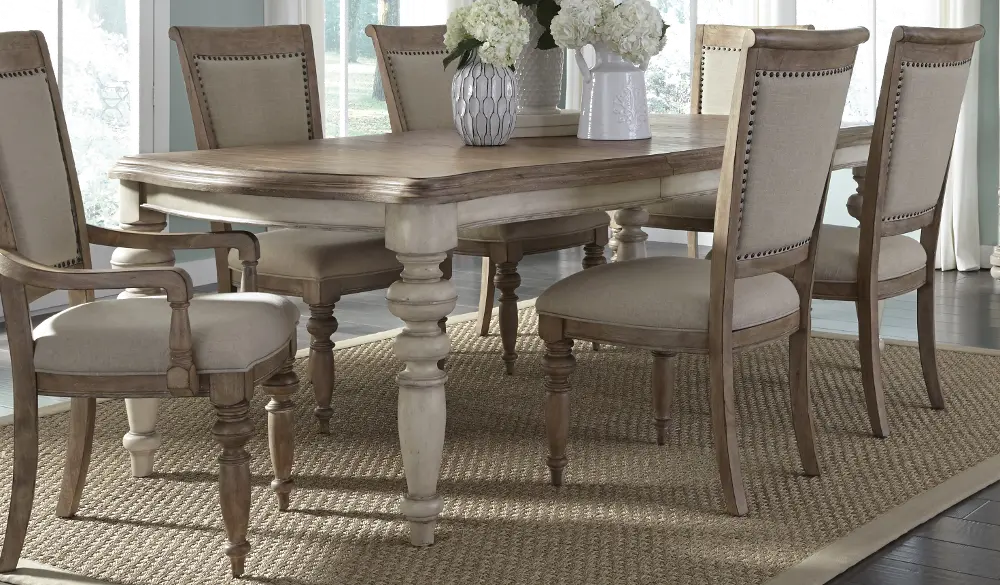 Pecan Two-Toned Dining Table - Town and Country Collection-1