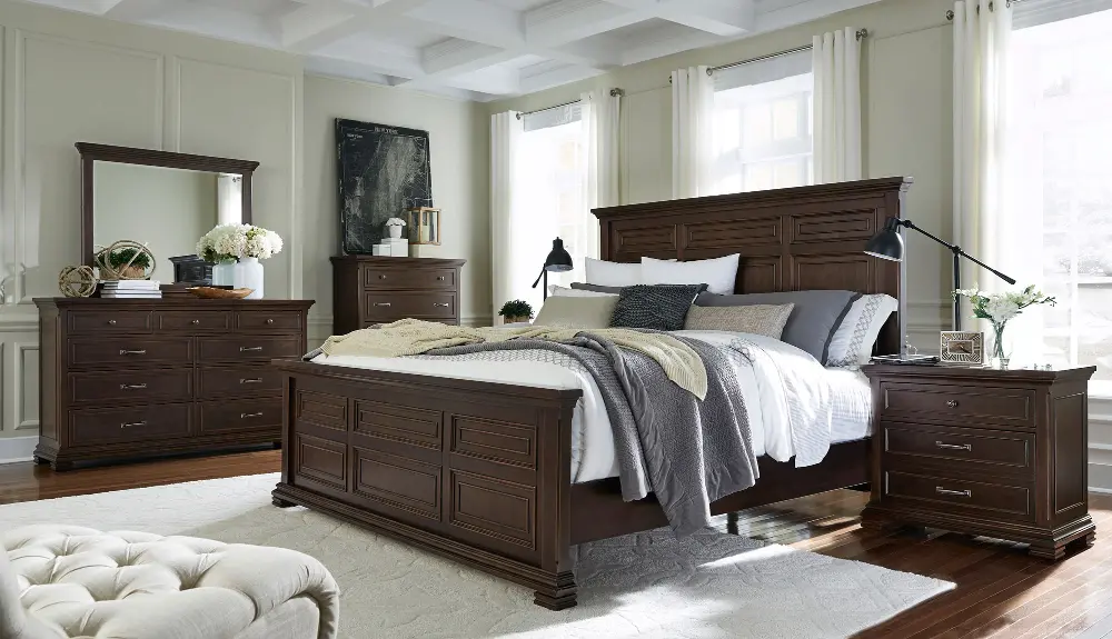 Brown Ale Classic Traditional 4 Piece King Bedroom Set - Weston-1