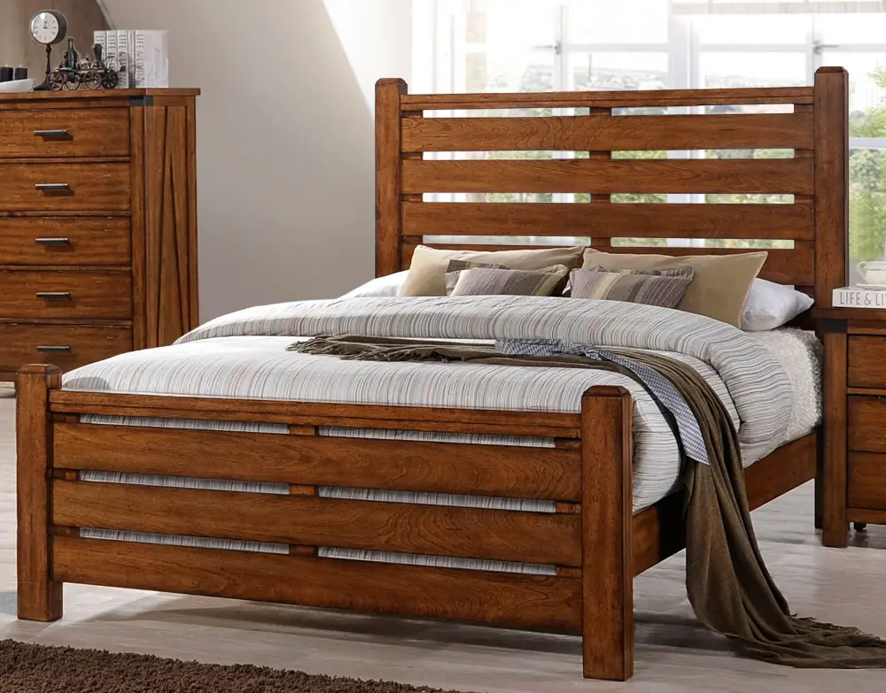 Logan Rustic Barley Brown Queen Bed-1