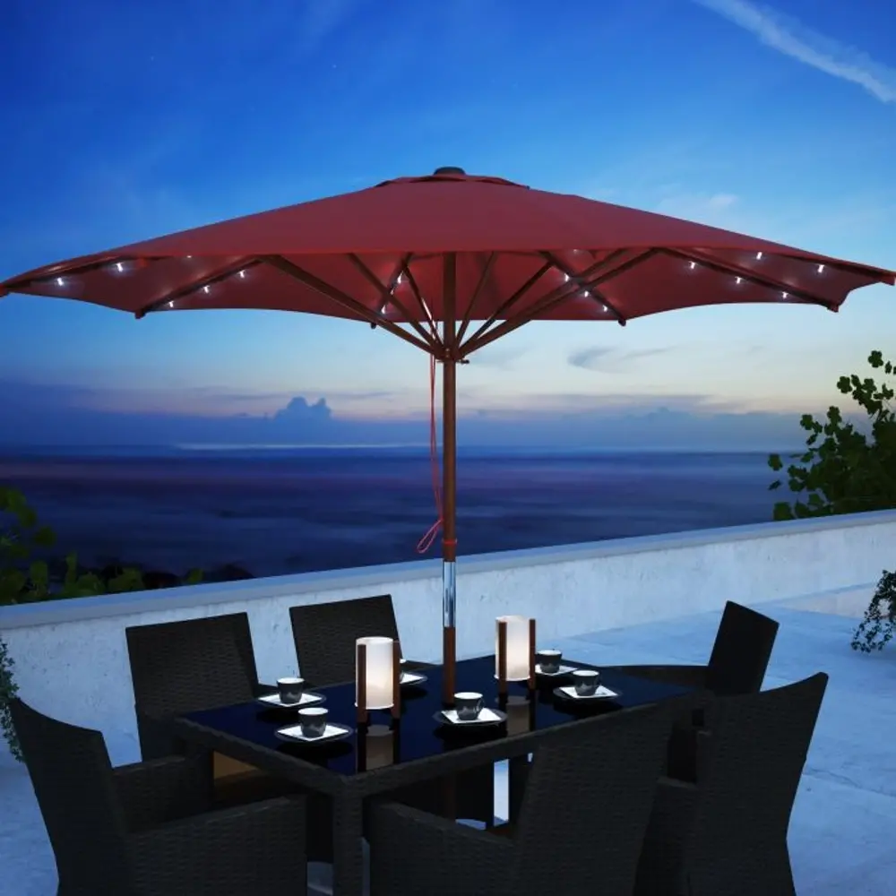 CorLiving Red Patio Umbrella With LED Lights-1