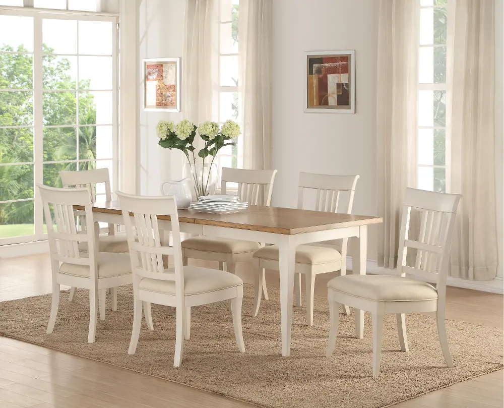 White Wash and Oak 5 Piece Dining Set - Contemporary Monterey Collection-1