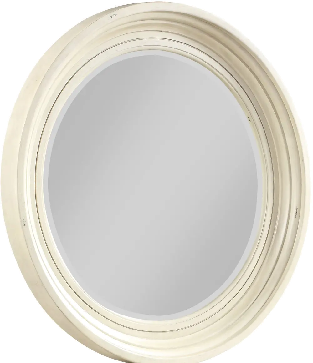 Linen White Rustic Contemporary Round Mirror - Bohemian-1