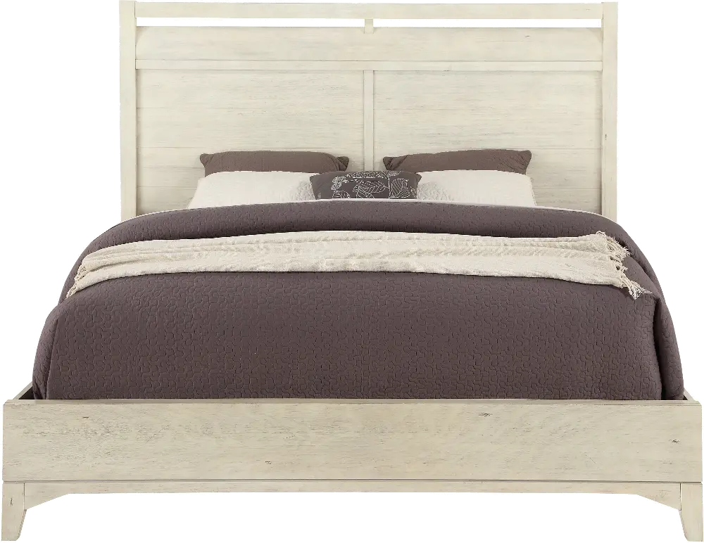 Linen White Rustic Contemporary Queen Bed - Bohemian-1
