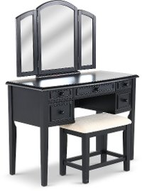 black vanity set with lights