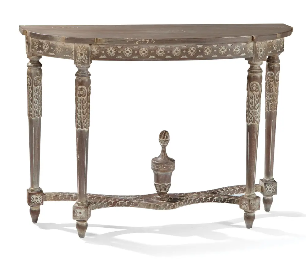 Mahogany and White Paint Highlighted Console Table-1