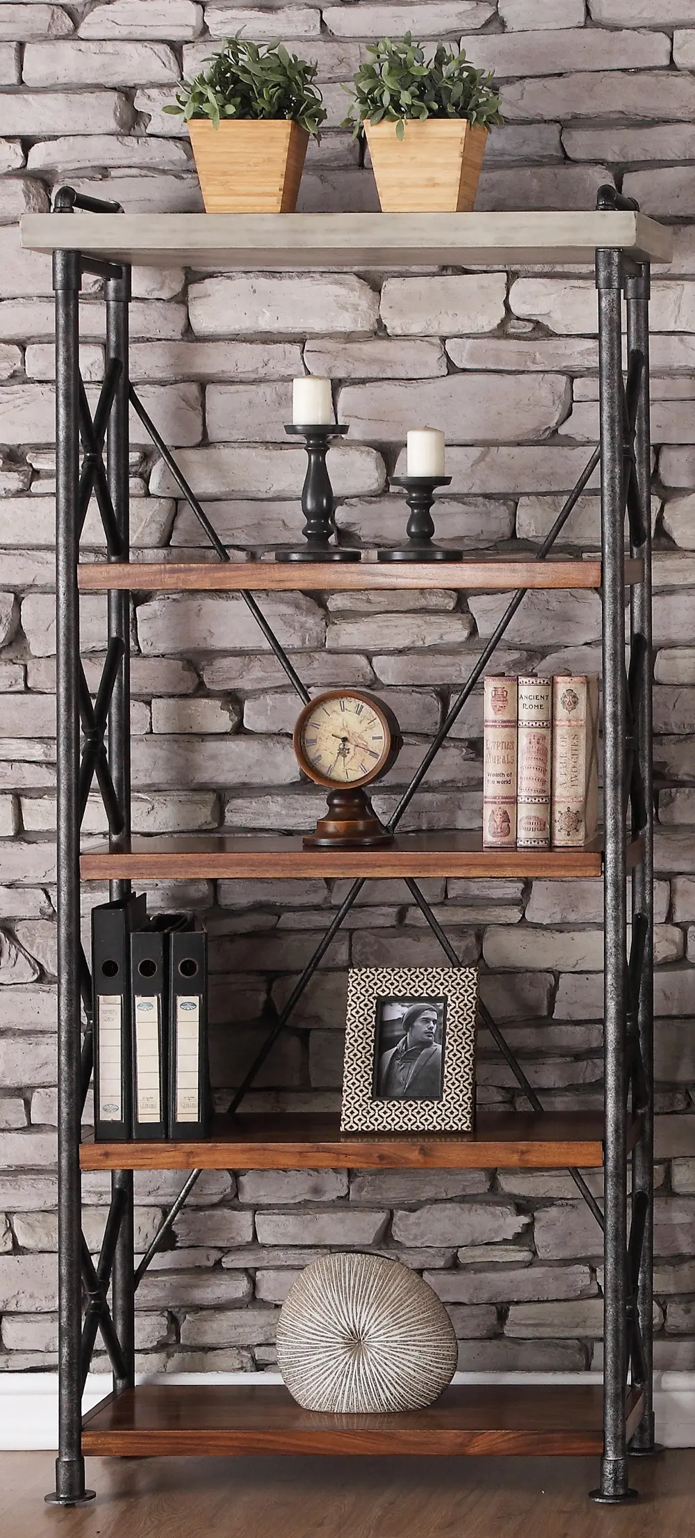 36 Inch Contemporary Bookcase - Steampunk-1