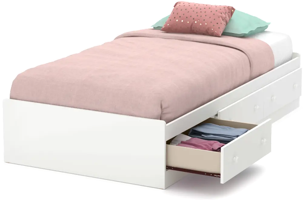 10479 Little Smileys White Twin Mates Bed - South Shore-1