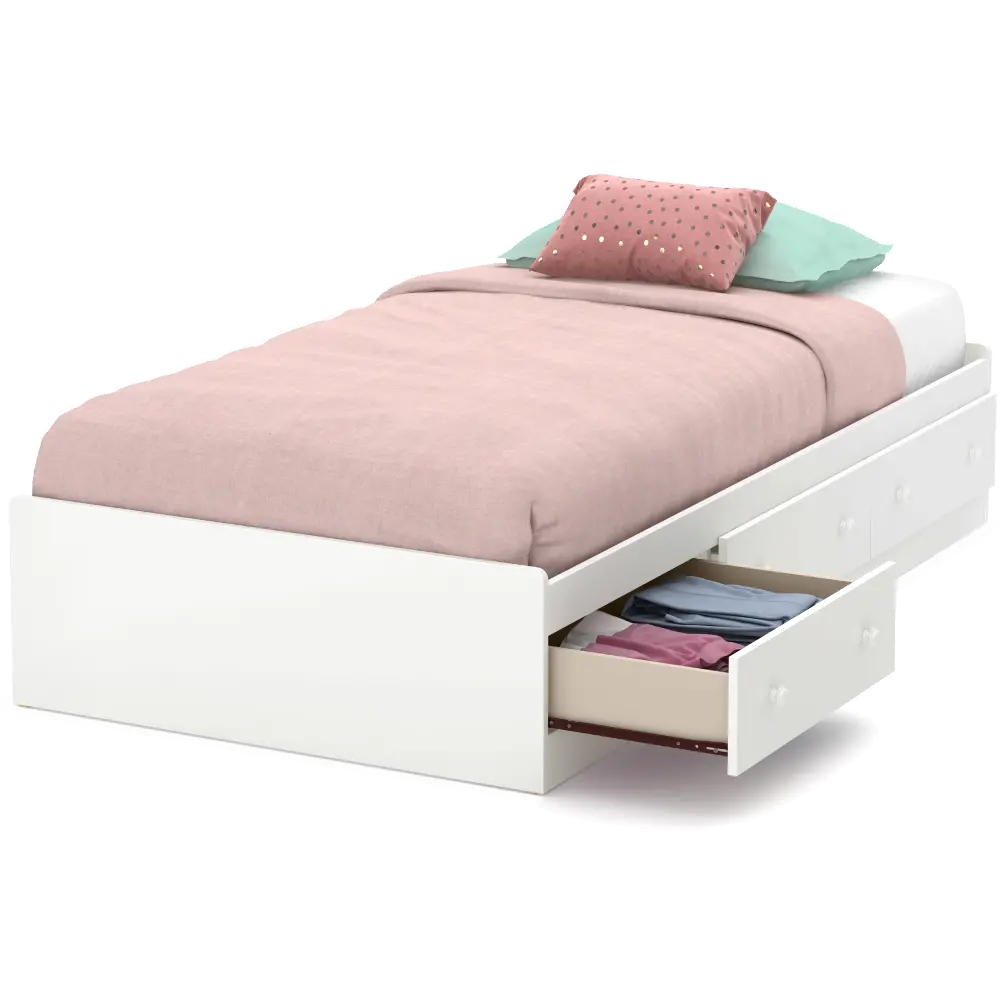 10479 Little Smileys White Twin Mates Bed - South Shore-1