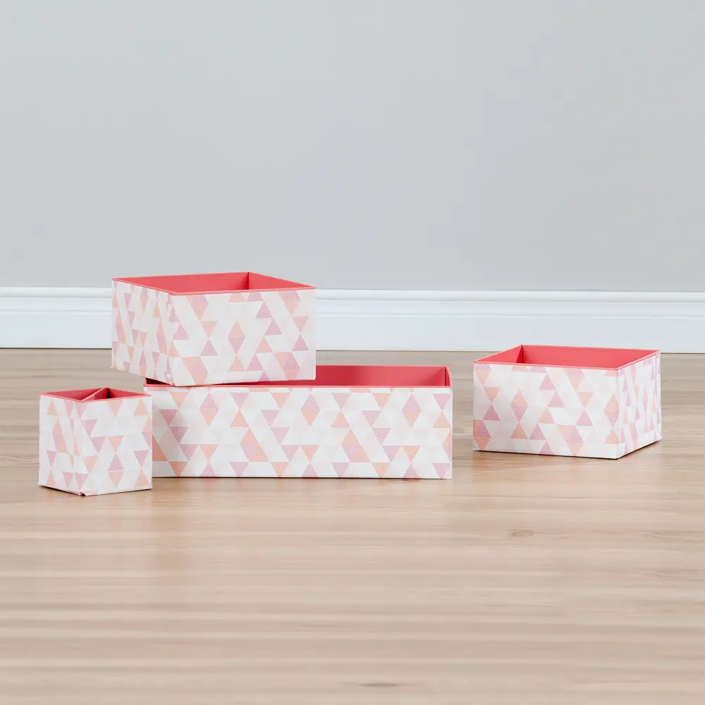 100058 White and Pink Card Cardboard Boxes and Pencil Cup - Storit -1