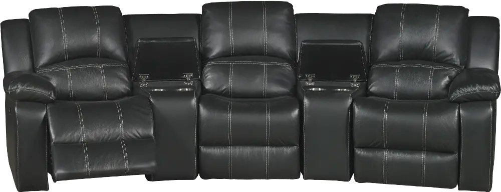 Slate Gray 5 Piece Leather-Match Home Theater Seating - Stern-1