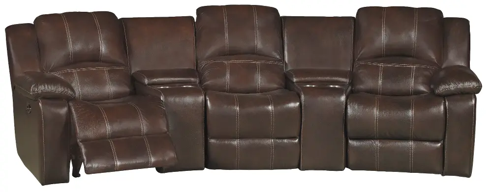 Molasses Brown 5 Piece Leather-Match Home Theater Seating - Stern-1