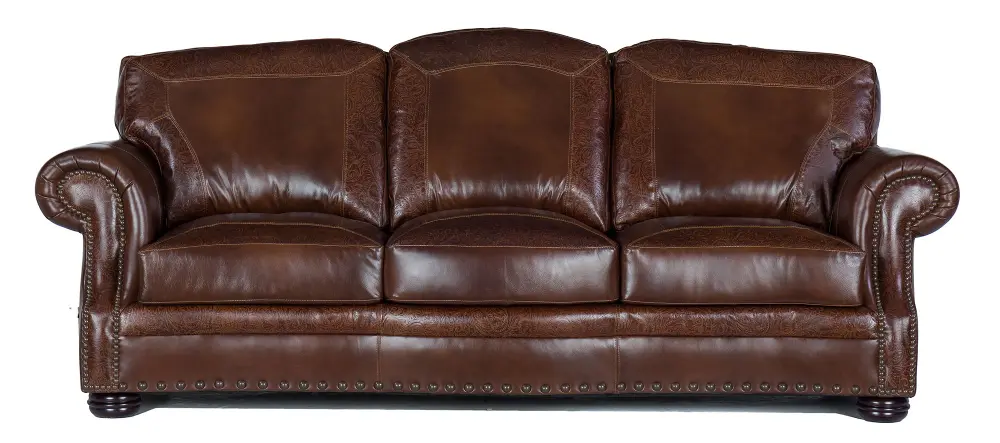 Classic Traditional Brown Leather Sofa - Paisley-1