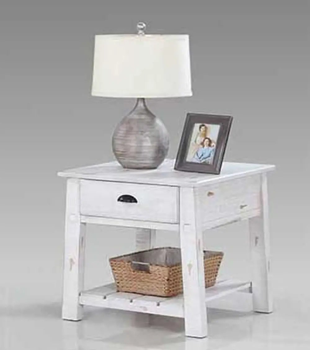 Distressed White End Table - Willow Collection-1