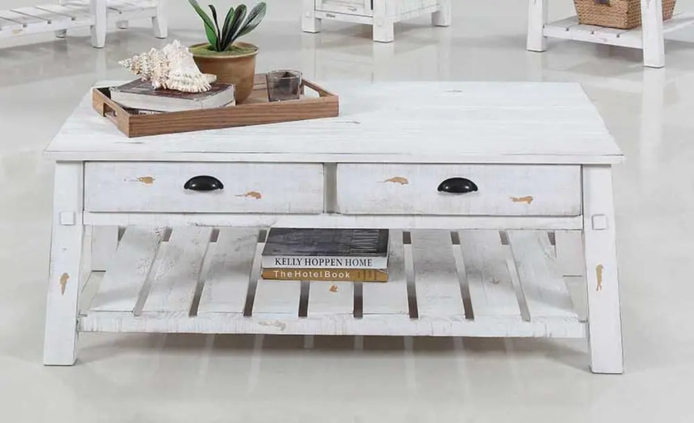 Distressed White Coffee Table - Willow Collection-1